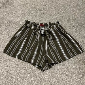 Striped green & white shorts.